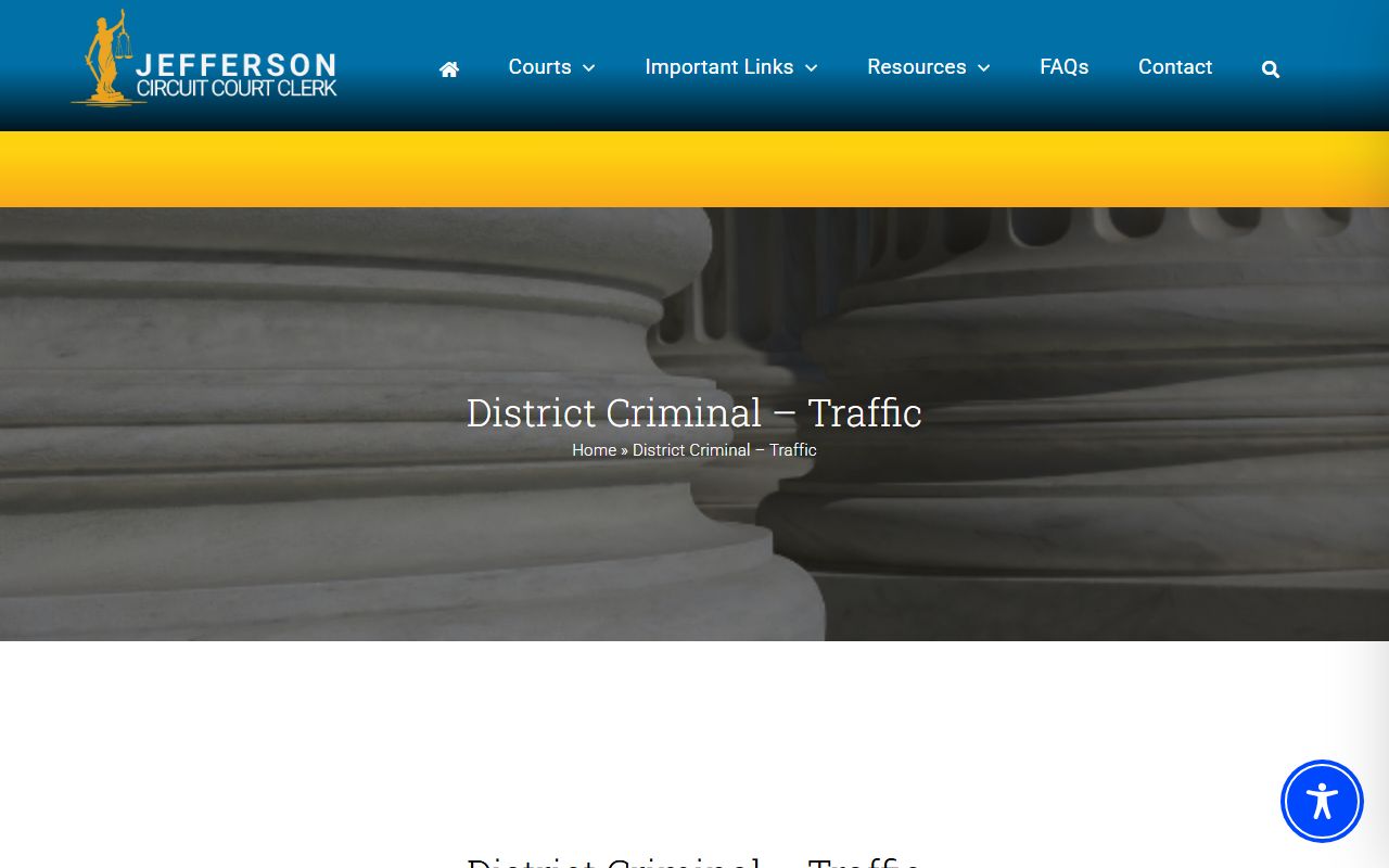 Jefferson District Criminal and Traffic Division page