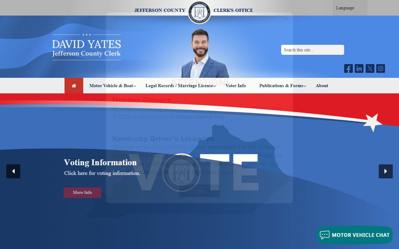 Jefferson County Clerk marriage licenses page