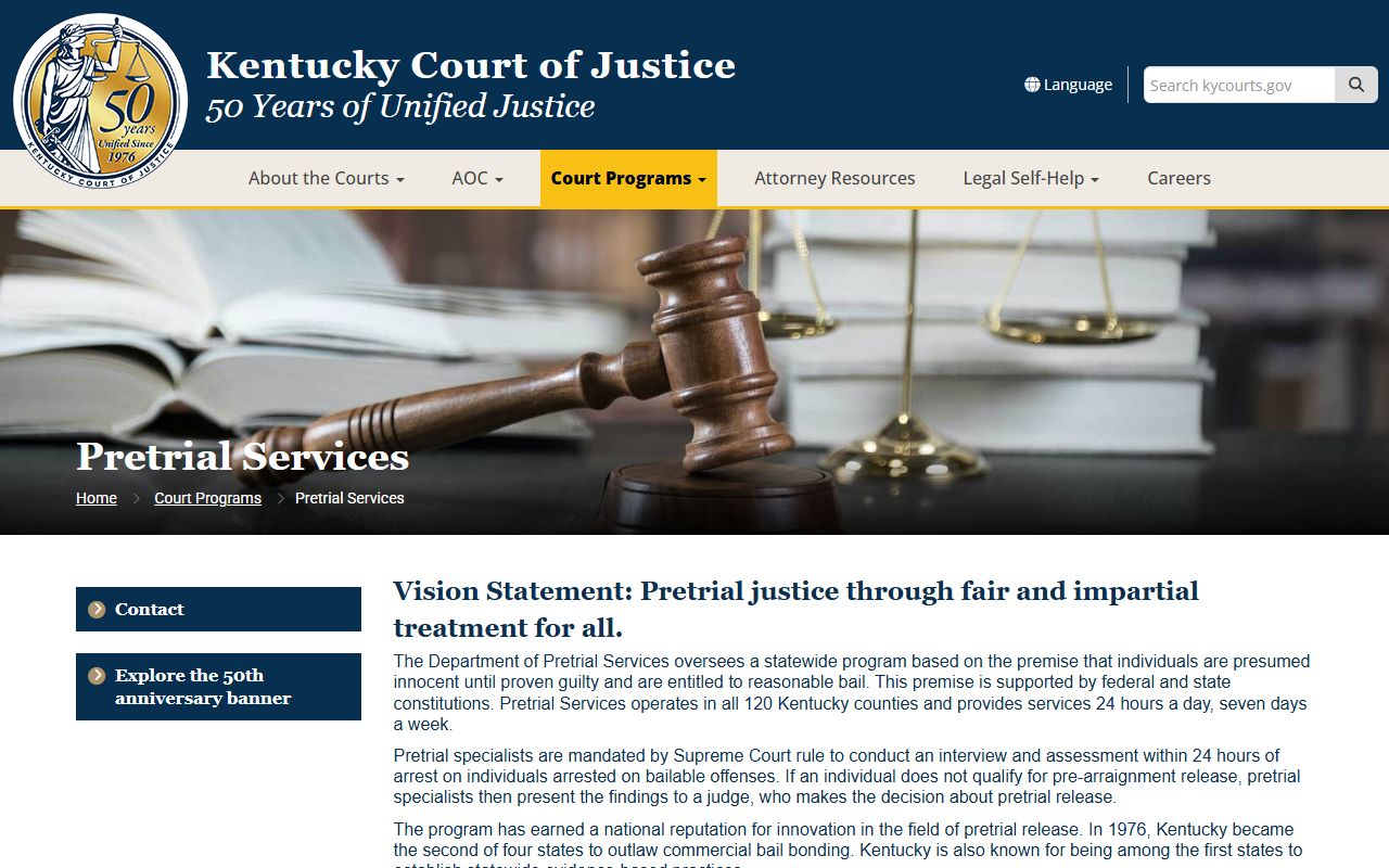 Jefferson County criminal court records Kentucky Pretrial Services source