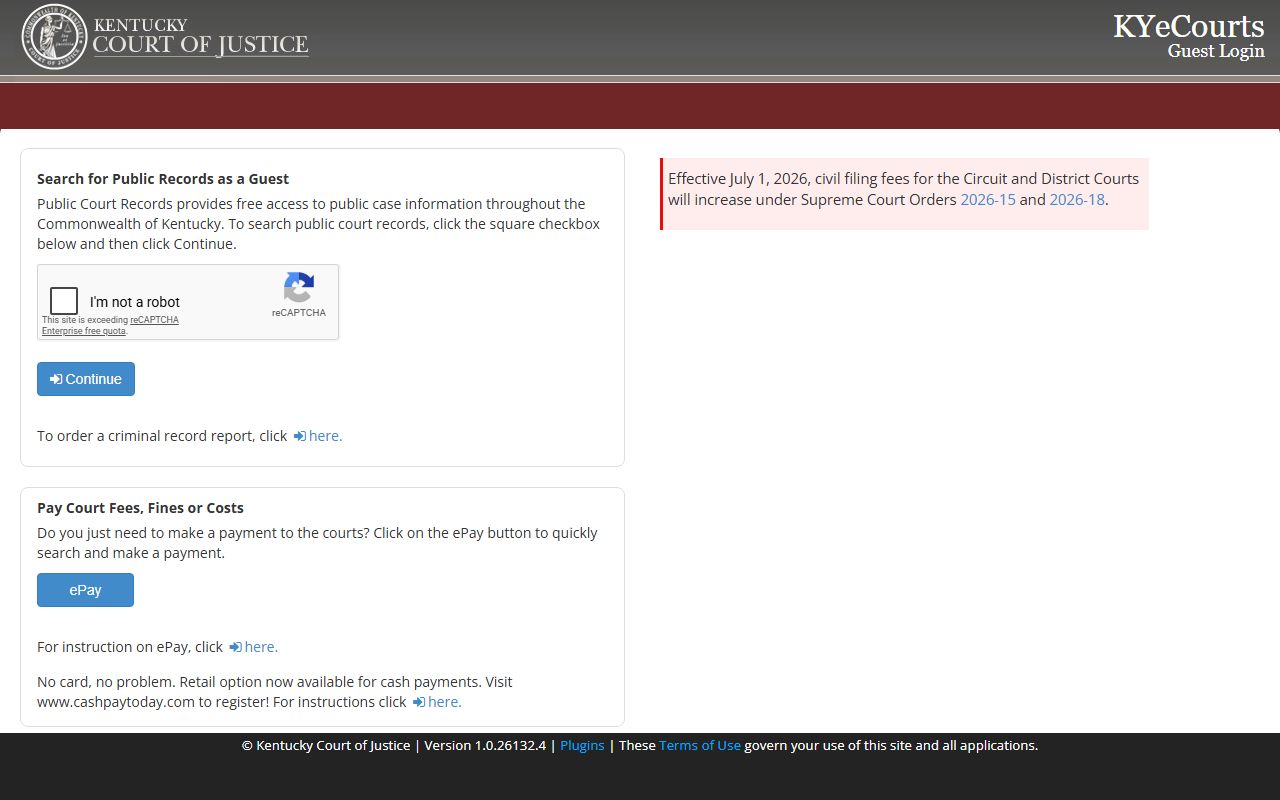 Jefferson County court records KYeCourts guest login